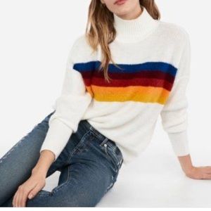 Funnel Neck Striped Pullover Sweater